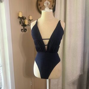 Elegant Navy One-Piece Swimsuit